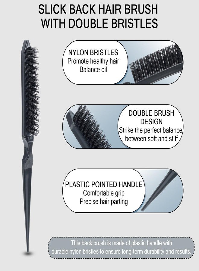 SIMPOR Teasing Hair Brush Slick Back Hair Brush Nylon Bristles Salon Styling Edge for Back Combing Lifting Create Volume Parting Stick for Women Men - Image 2